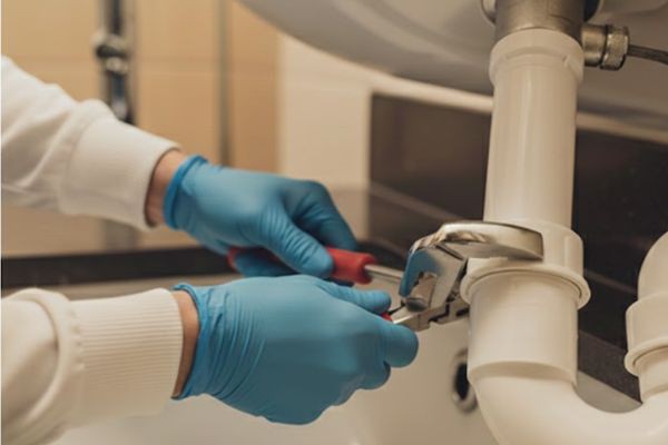 Plombier sur un chantier